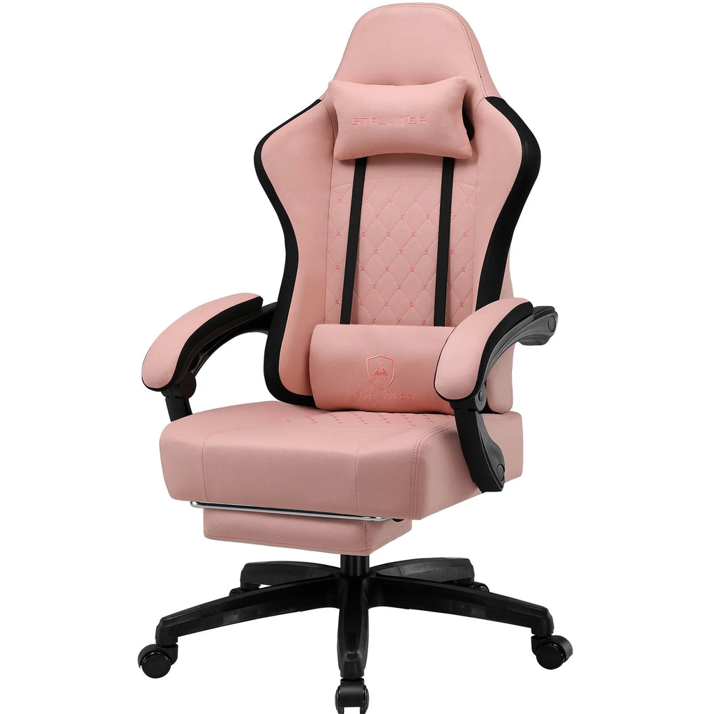 GTPLAYER Ergonomic Gaming Chair – Fabric Surface, Spring Seat Cushion & Linked Armrests, Desk Chair