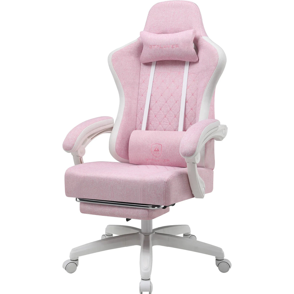GTPLAYER Ergonomic Gaming Chair – Fabric Surface, Spring Seat Cushion & Linked Armrests, Desk Chair