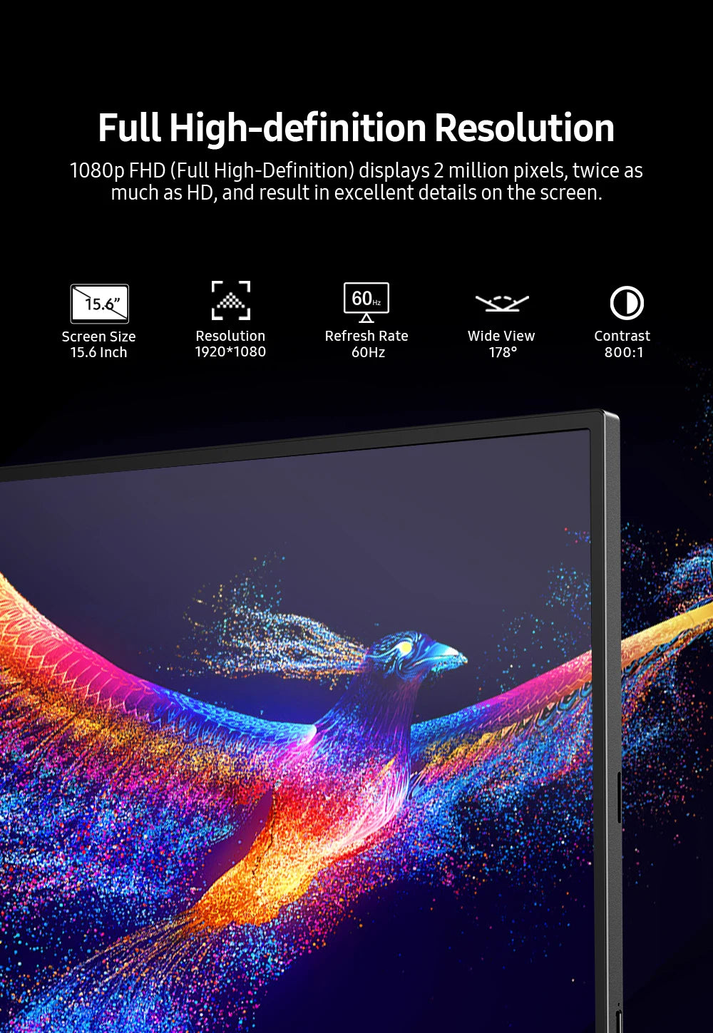 15.6-Inch Portable Touchscreen Monitor – Full HD & Smart Cover
