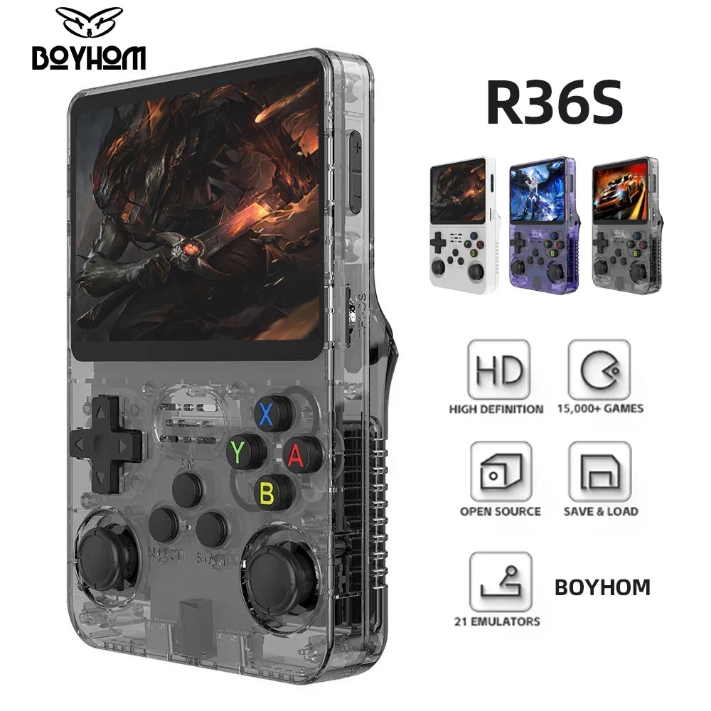 R36S Retro Handheld Game Console — 128GB, 3.5" IPS Screen, Linux, 64GB Games