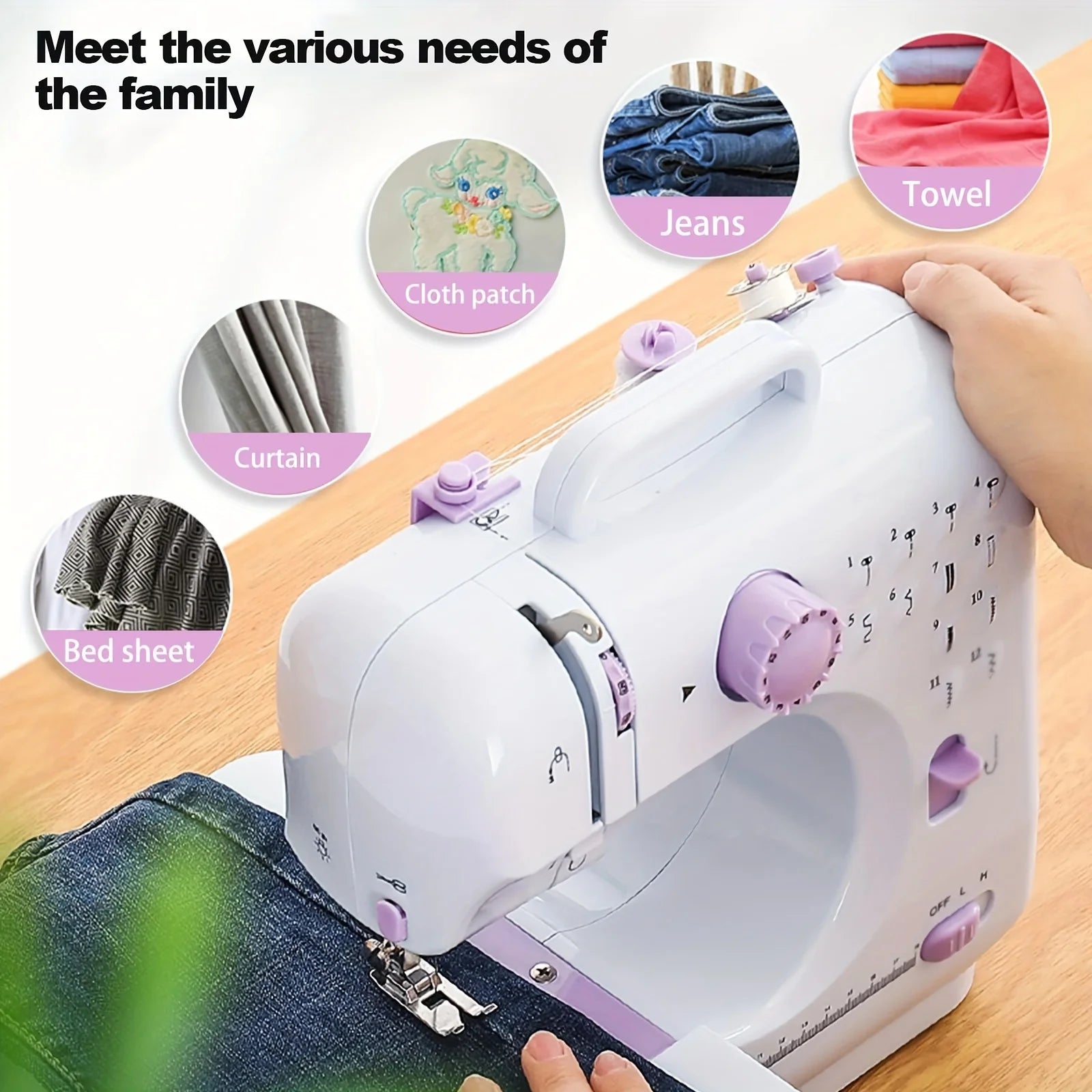 Electric Sewing Machine with Extension Table & 12 Built-In Stitches
