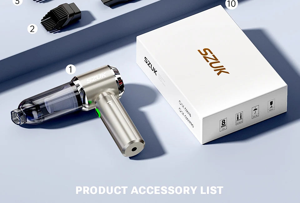 SZUK Mini Wireless Car Vacuum Cleaner — 985,000Pa HEPA Wet & Dry Handheld Portable Vacuum