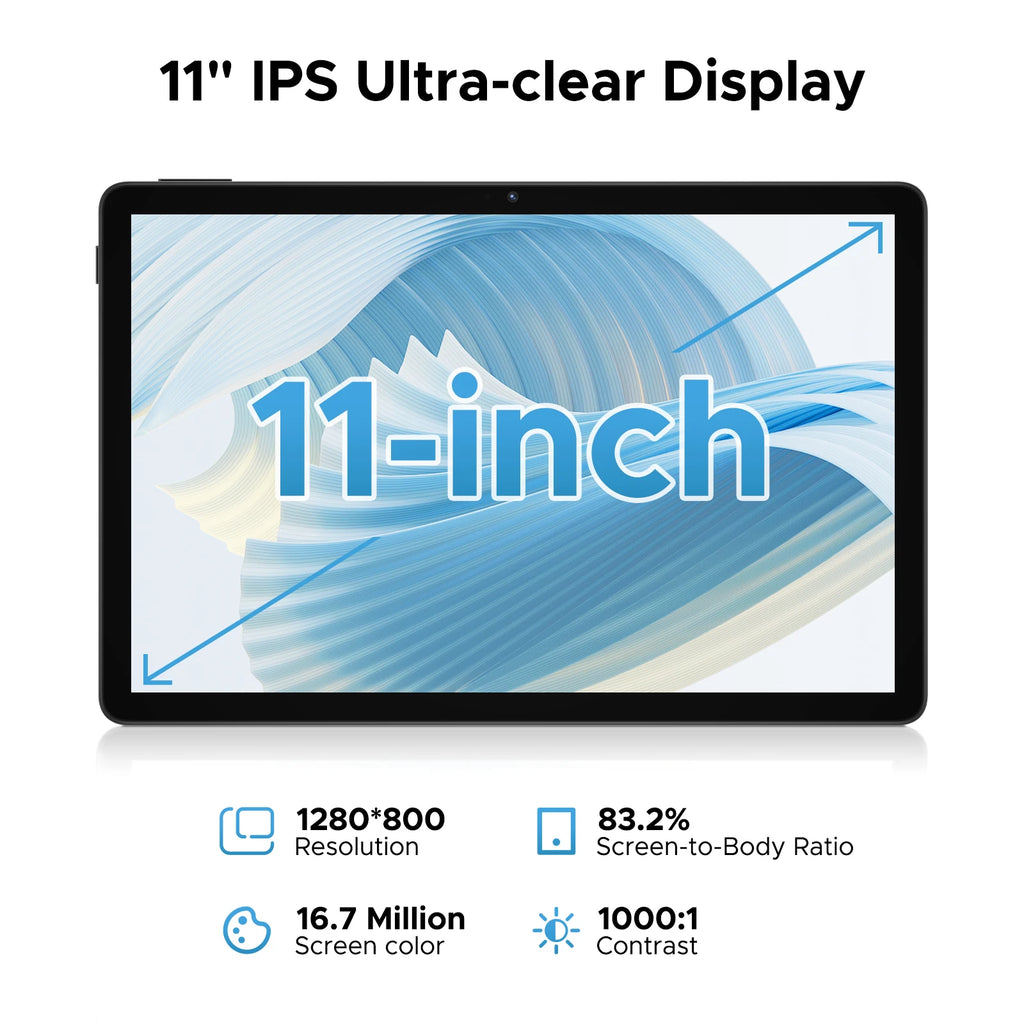 DOOGEE U11 11" Android 15 Tablet – 90Hz Display, 4GB RAM, 128GB ROM, 8580mAh, Dual Speaker, Widevine L1