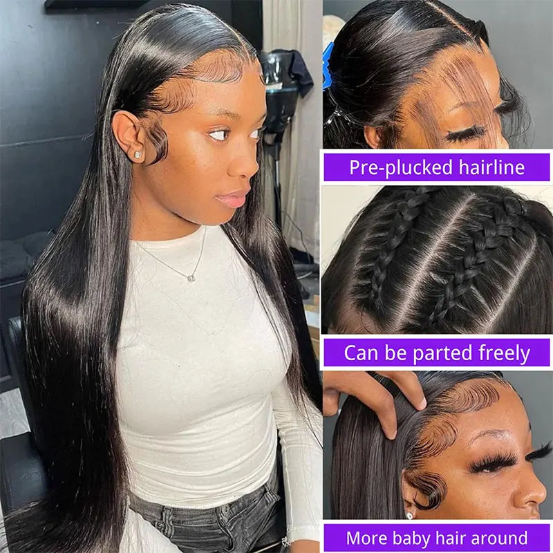100% Malaysian Bone Straight Lace Front Wig | 30 Inch 13x4 13x6 Pre-Plucked Remy Human Hair