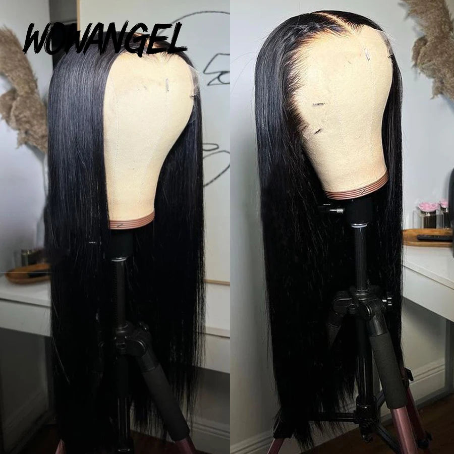 WOW ANGEL 250% Density Straight Lace Front Wig | 13x6 Invisible HD Lace Melt Skin Brazilian Human Hair