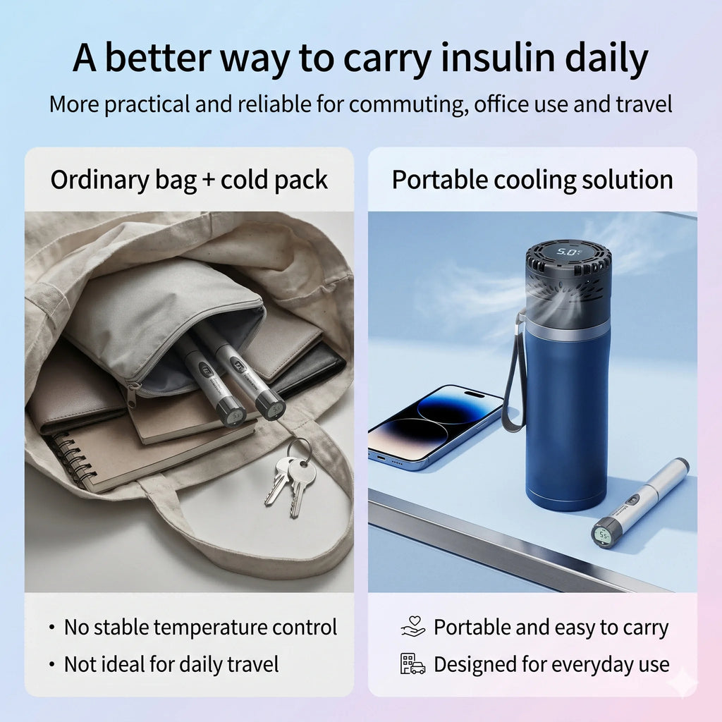 Smart Insulin Cooler Cup – Portable Medical Fridge with 0–20°C Digital Temperature Control for Diabetes & Insulin Pens
