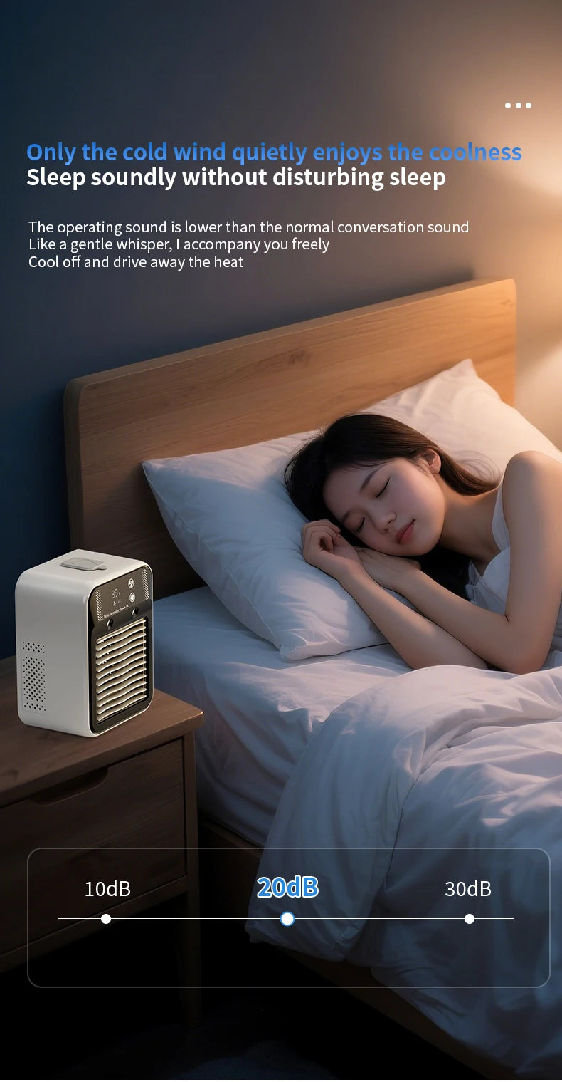Portable Mini Air Conditioner – Fast Cooling Ultrasonic Nano Mist LCD Display Rechargeable Outdoor Cooler