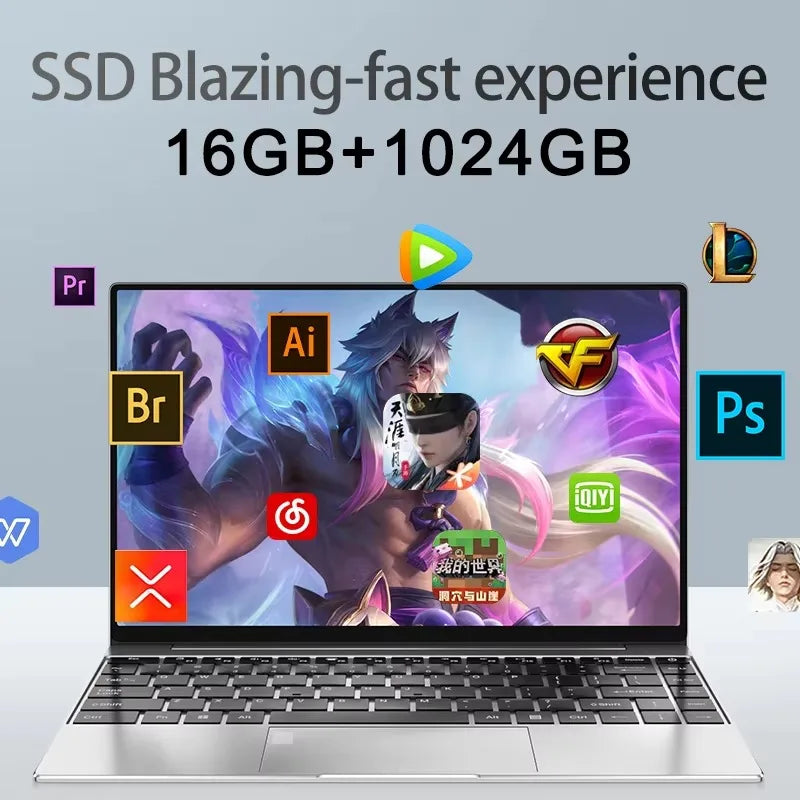 14" Intel Pentium Ultra Slim Laptop – 16GB DDR3, Up to 2TB SSD, Windows 11 Pro