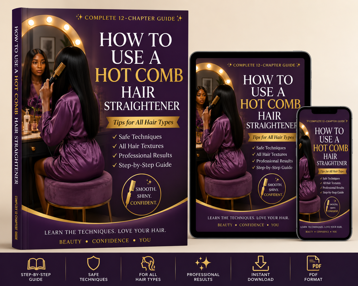 How to Use a Hot Comb Hair Straightener: Complete 12-Chapter Guide for All Hair Types (Digital Download)