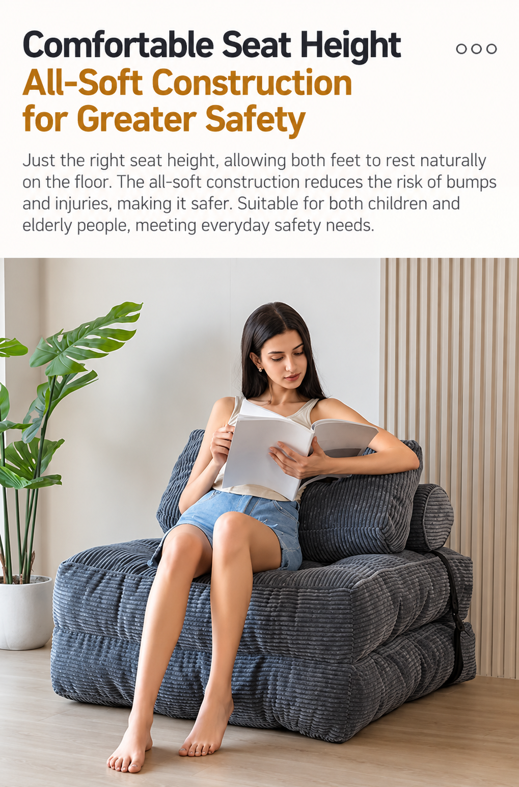 Single-Seat Folding Tatami Lounge Sofa