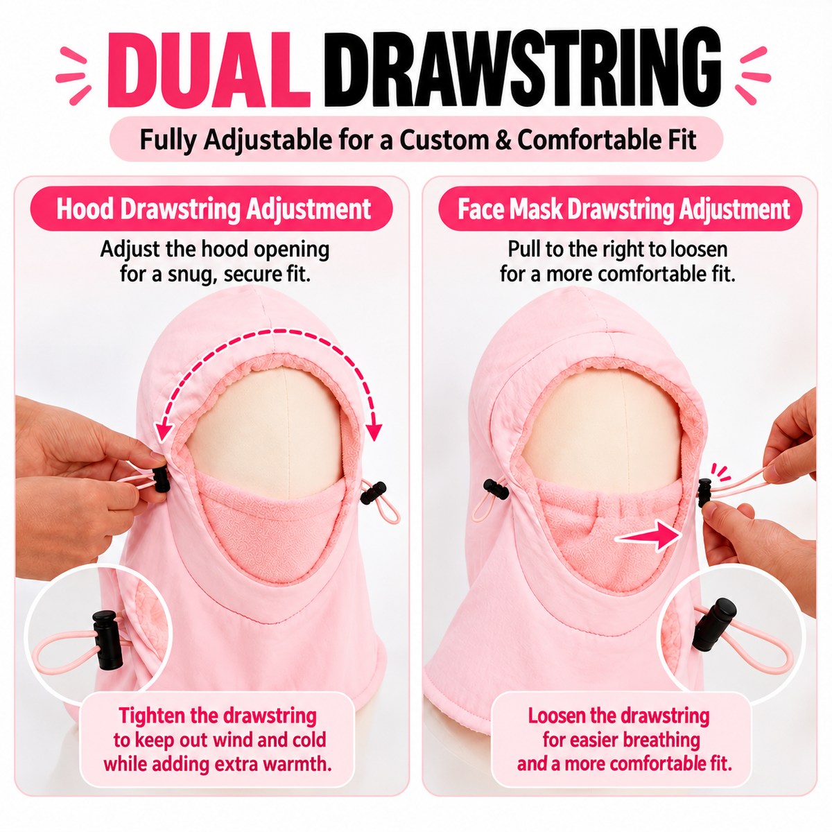 Kids' Fleece Winter Hood with Face and Neck Cover