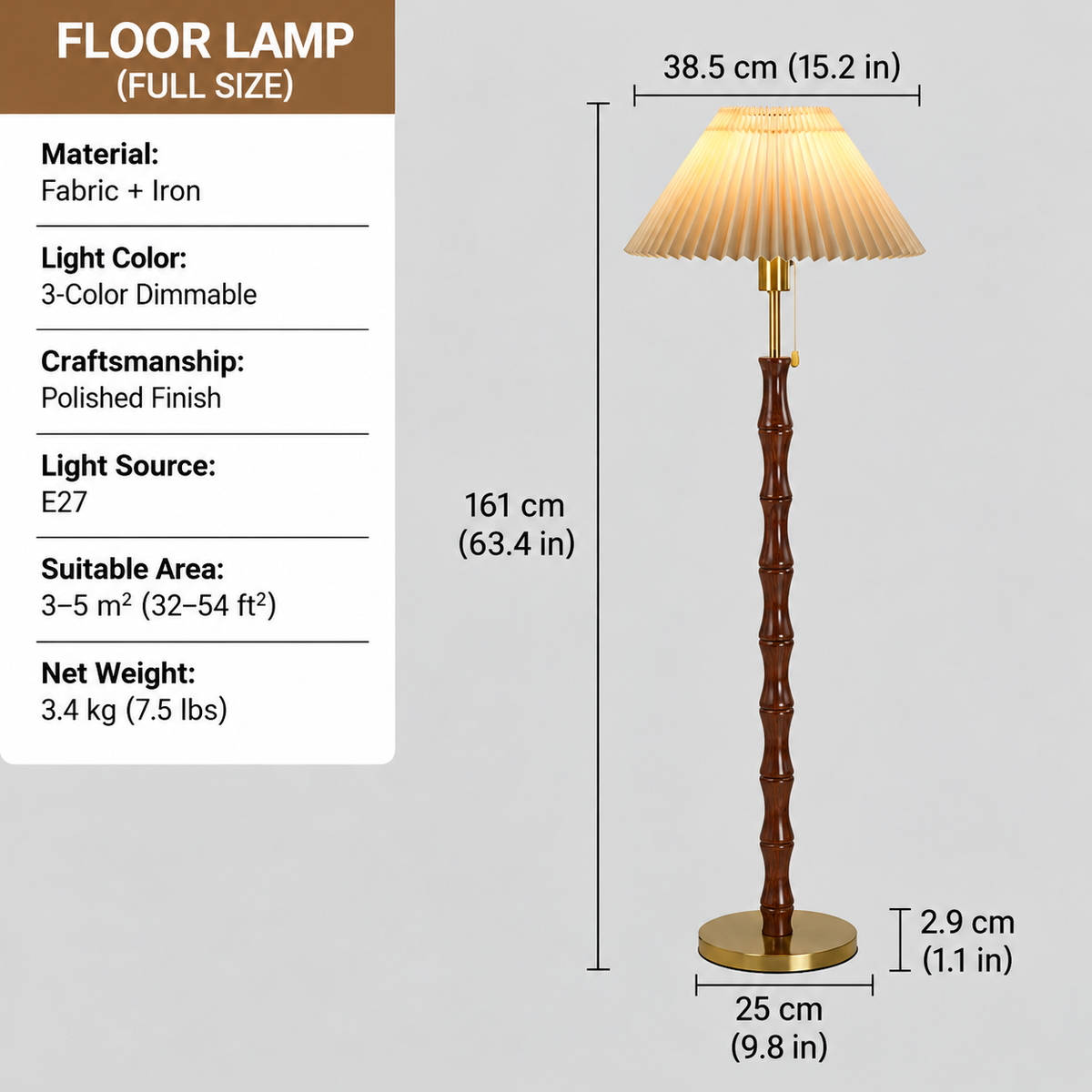 Pleated Shade Lamp – Retro Floor & Table Options