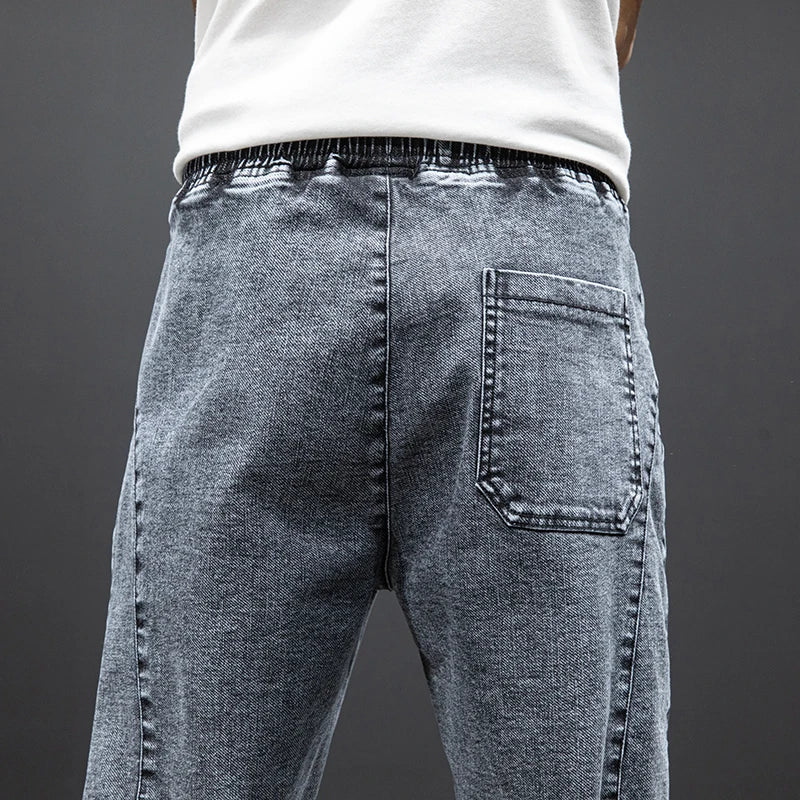 Men's Baggy Cargo Denim Jogger Pants — Streetwear Harem Jean Trousers Plus Size