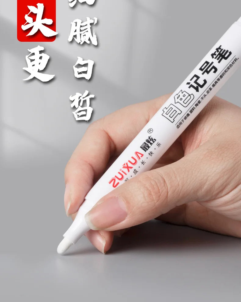 Write on Anything. — White Oily Waterproof Marker Pens | 2.0mm Tip, DIY Graffiti, Sketching & Art Markers, 1, 3 & 5 Pack