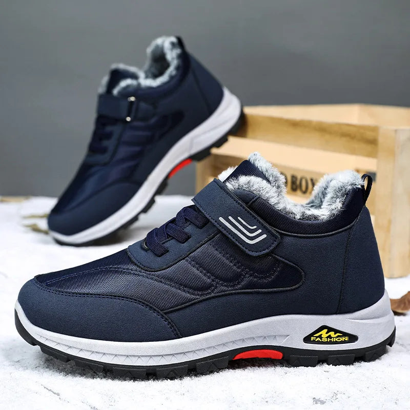 Men's Warm Cotton Winter Hiking Shoes — Velvet Lined Walking Shoes for Elderly (Sizes 39-44)