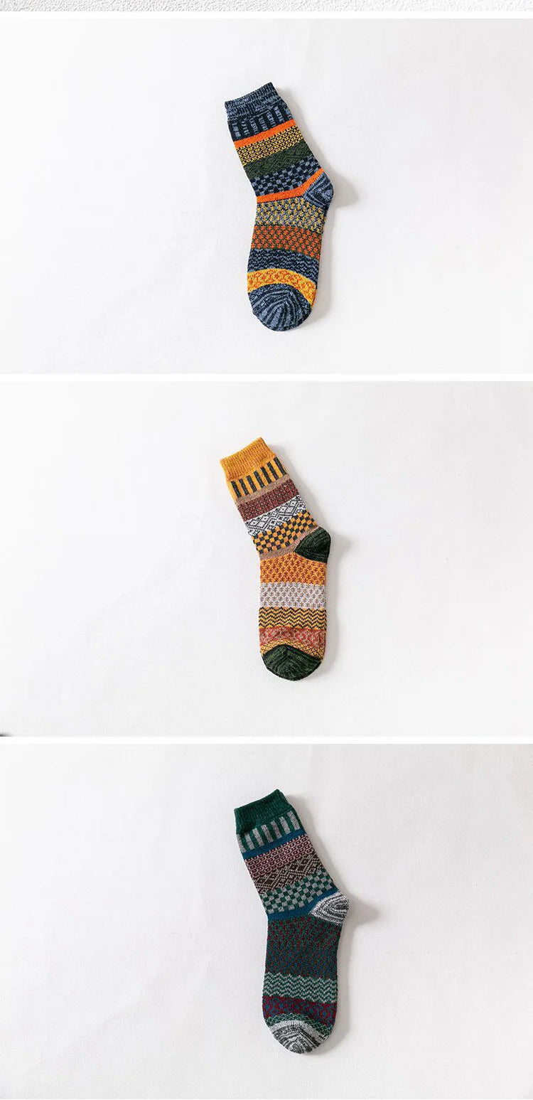 5 Pairs/lot  Winter Men's Wool Socks Thicken Sheep's Socks Warm Men Retro Style Colorful Fashion For Snow boots Man Socks