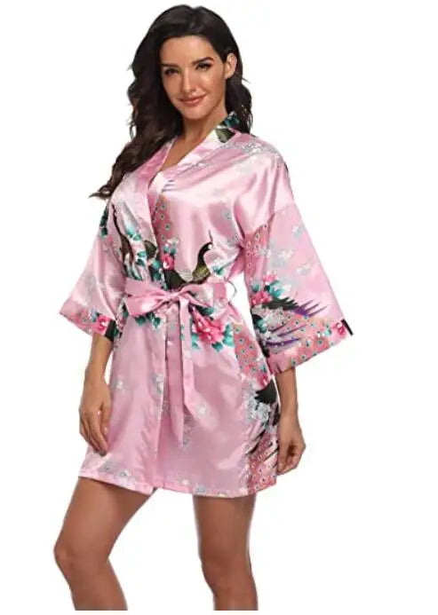 Women's Floral Rayon Kimono Robe | Sexy Lingerie Bath Gown Nightdress Oversize