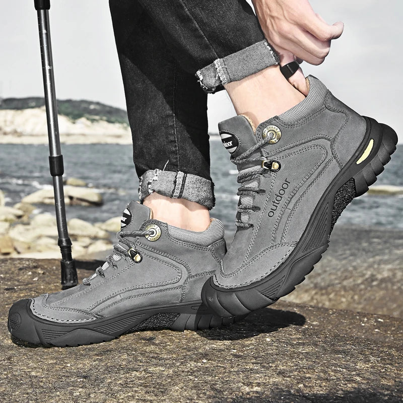 Men's Cow Leather Lace-Up Ankle Boots