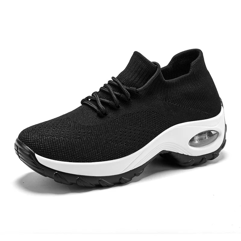 Women's Air Cushion Platform Sneakers — Mesh Lace-Up Tennis Shoes with Thick Sole (Sizes 35-42)