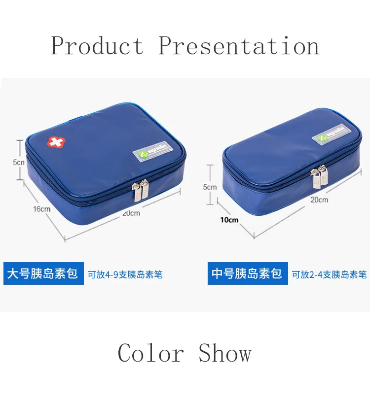 Portable Insulated Insulin Cooler Bag – Nylon Aluminum Foil Diabetic Travel Case with Gel Packs & Thermometer