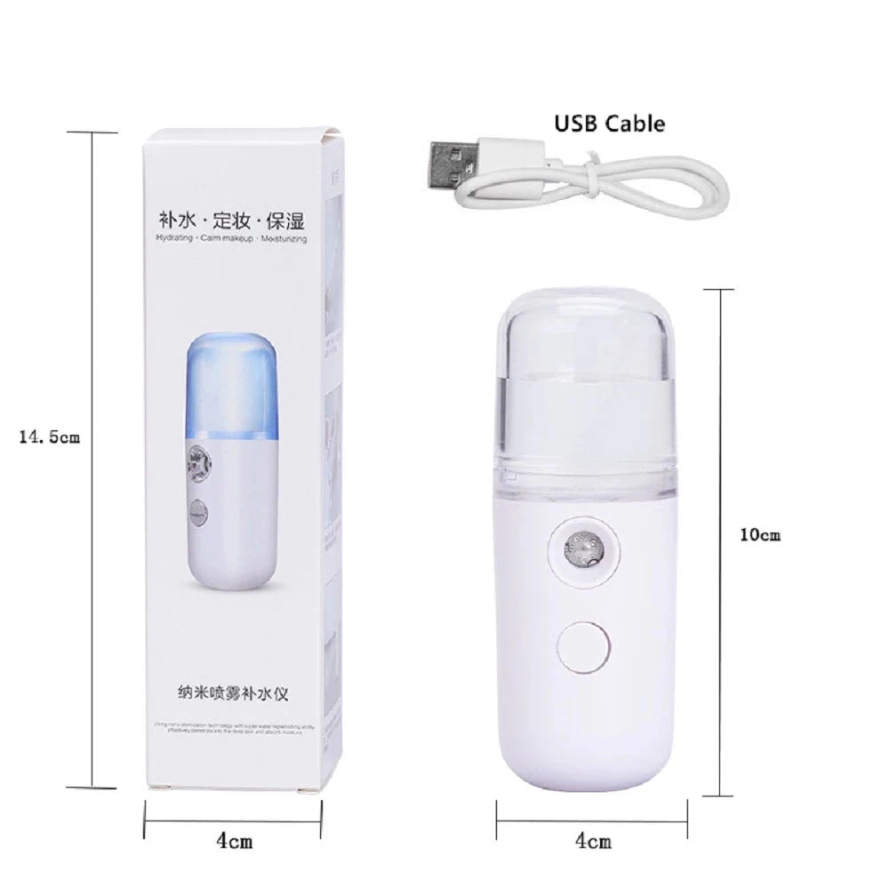 USB Nano Mist Facial Sprayer – Rechargeable Face Steamer & Skin Moisturizing Humidifier