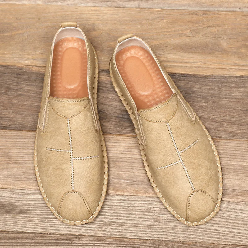 Men's Casual Business Leather Shoes — Slip-On Genuine Leather Walking Shoes (Sizes 38-44)