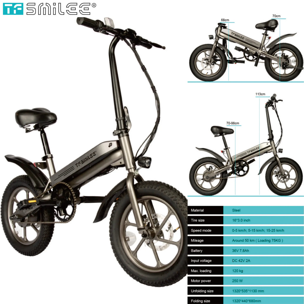 350W 16" Electric Mountain Bicycle — 36V 7-Speed Youth & Adult E-Bike with Dual Disc Brakes