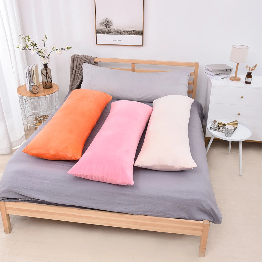 Super Soft Plush Body Pillow Cover – Nordic Solid Color, Multiple Sizes, Hidden Zipper