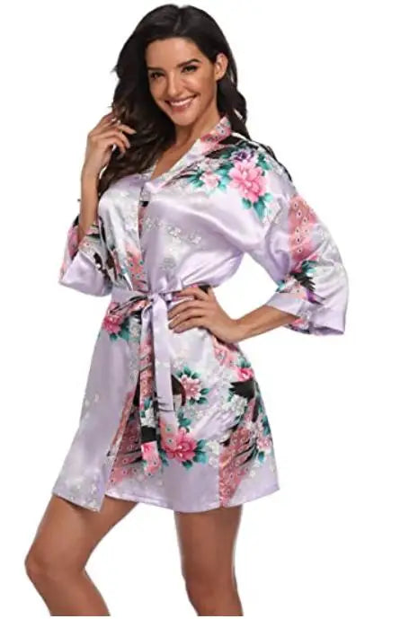 Women's Floral Rayon Kimono Robe | Sexy Lingerie Bath Gown Nightdress Oversize