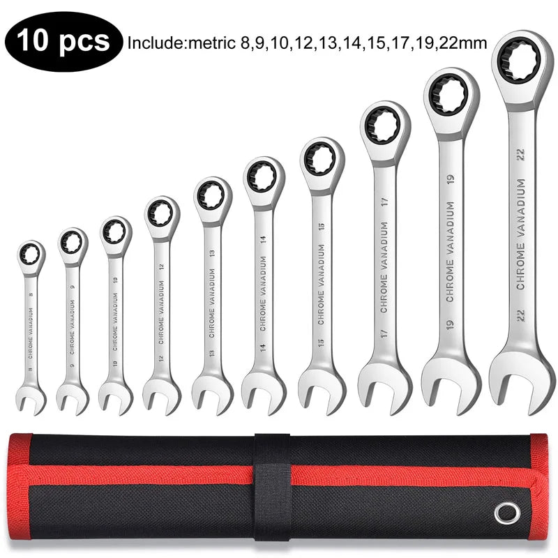 72-Tooth Metric Ratcheting Wrench Set
