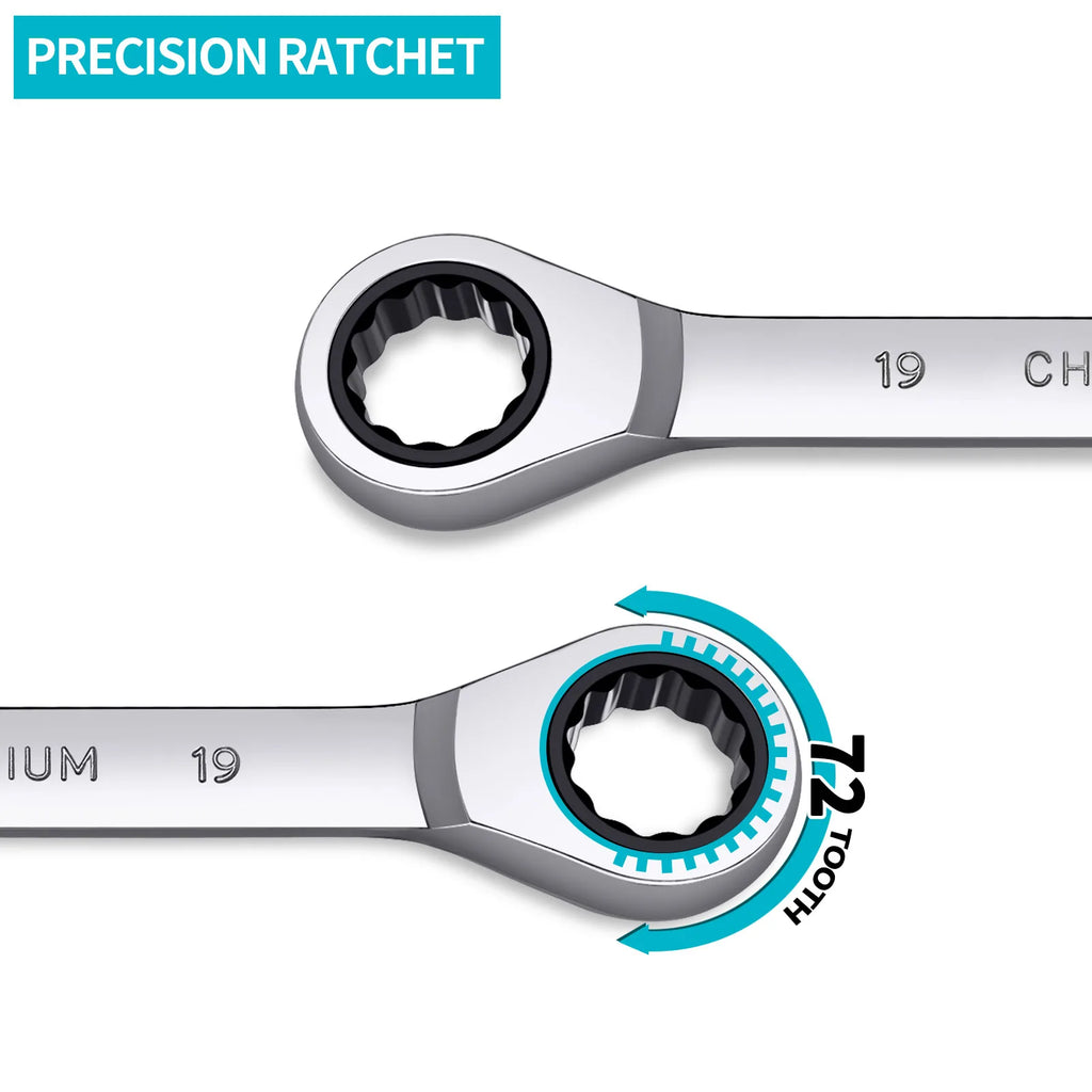 72-Tooth Metric Ratcheting Wrench Set