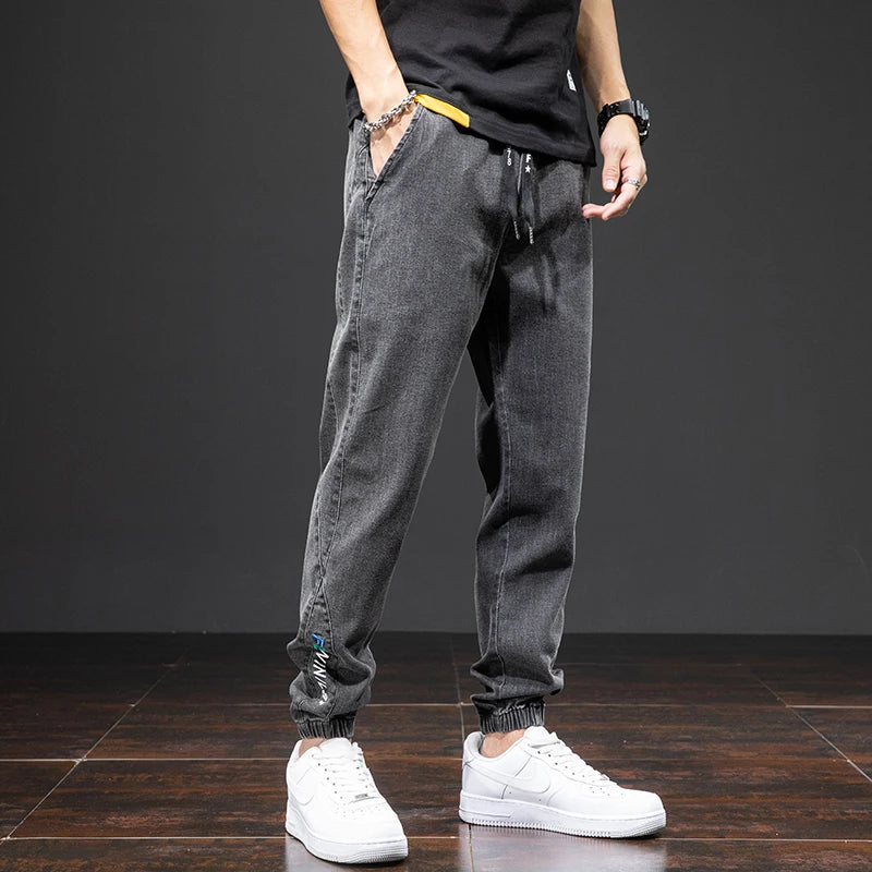 Men's Baggy Cargo Denim Jogger Pants — Streetwear Harem Jean Trousers Plus Size