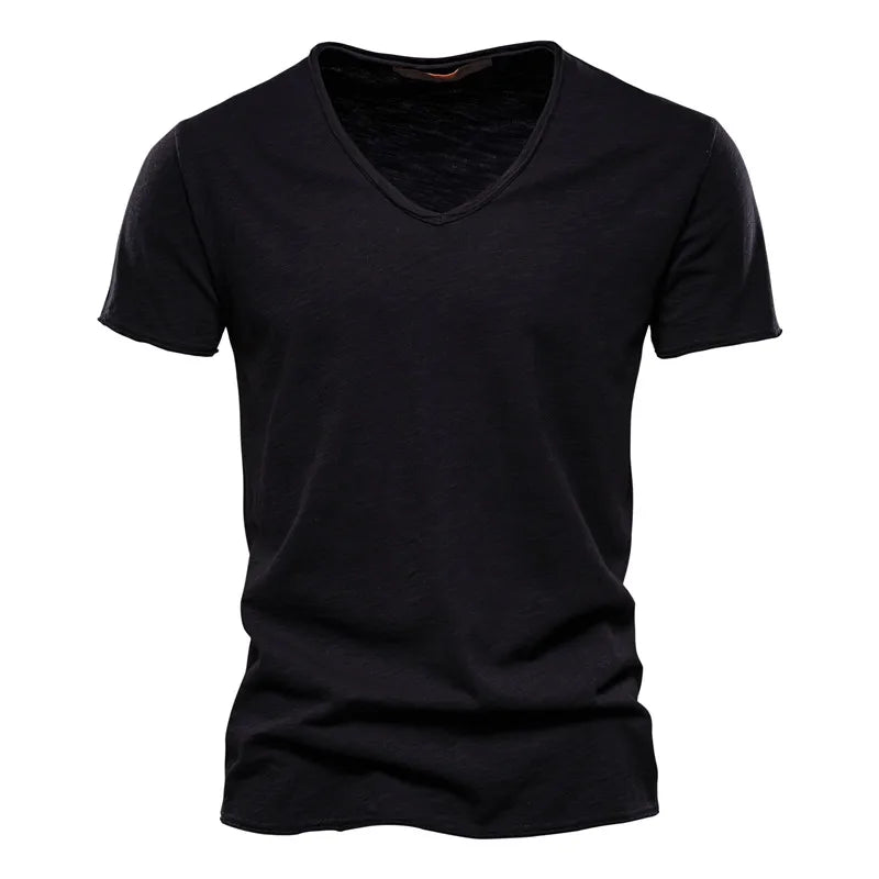 Men's 100% Cotton V-Neck Slim Fit T-Shirt — Fitted Everyday Tee