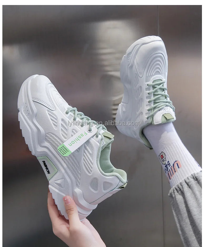 Women's Lace-Up Mesh Platform Sneakers — Breathable Comfortable Walking Shoes (Sizes 35-40)