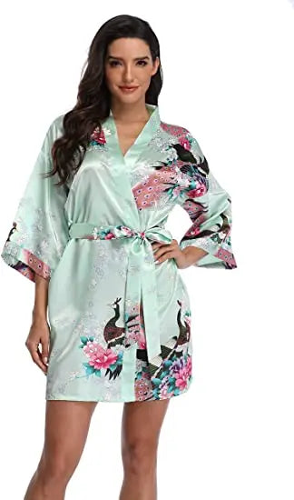 Women's Floral Rayon Kimono Robe | Sexy Lingerie Bath Gown Nightdress Oversize