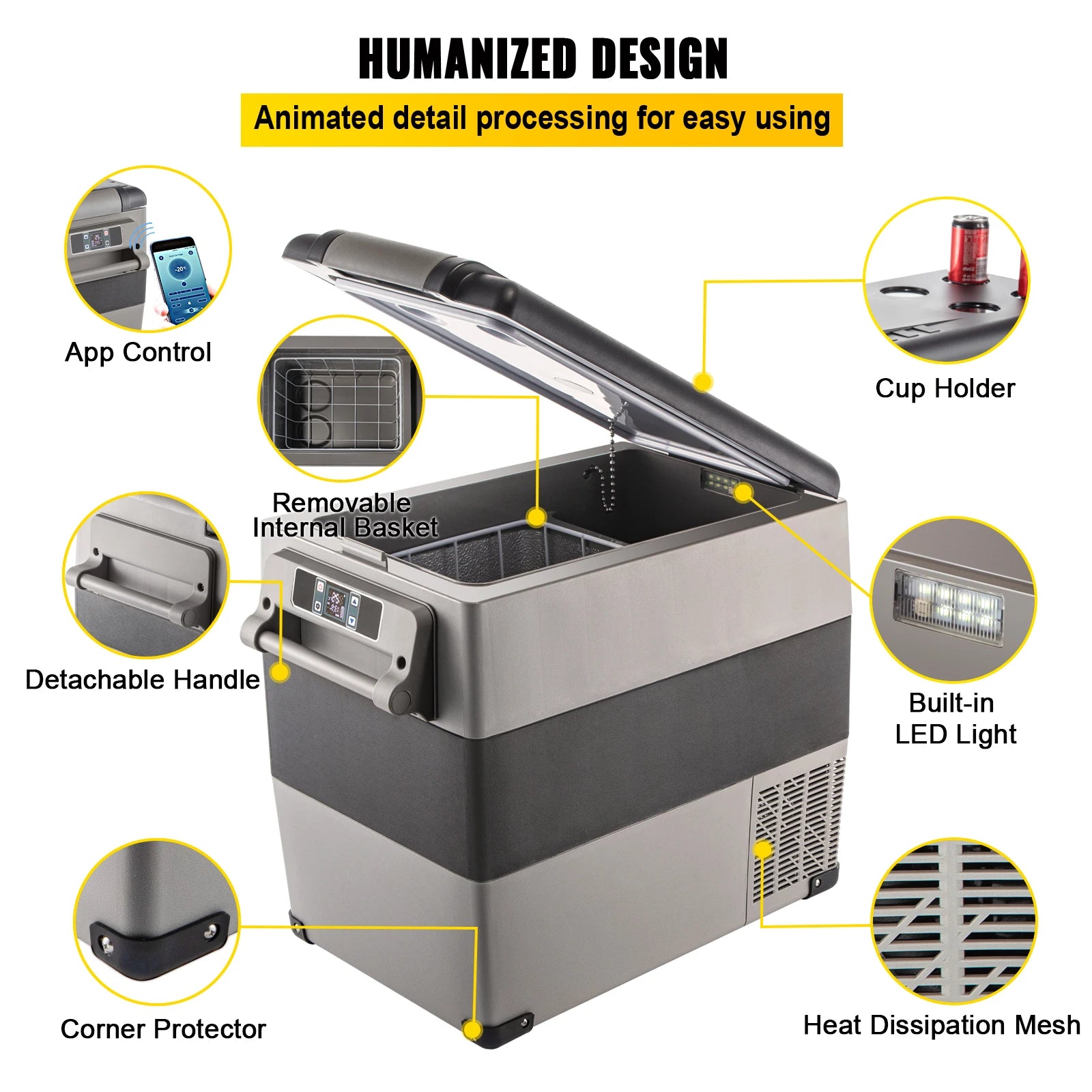 SucceBuy Portable Car Refrigerator & Freezer – 20L-55L, 12V/24V Compressor Cooler for Camping & Travel
