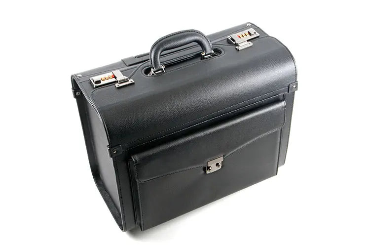 Retro PU Pilot Rolling Luggage – Cabin Trolley Suitcase