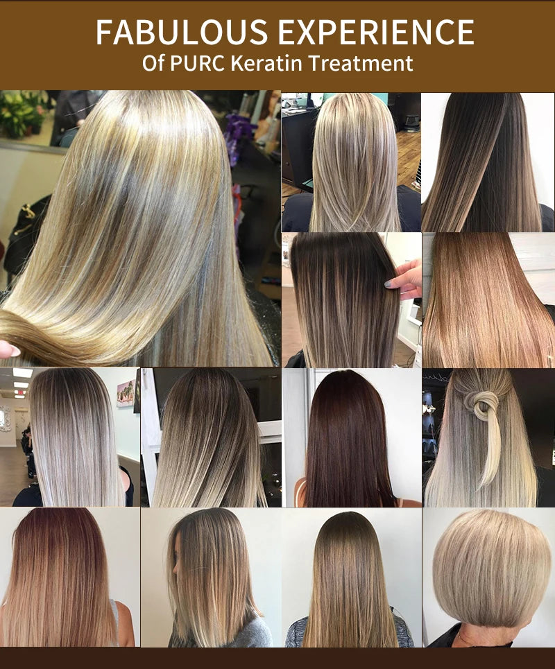 PURC Brazilian Keratin Hair Treatment Straightening Smoothing For Deep Curly Hair Treatment Professional Hair Care Products PURE