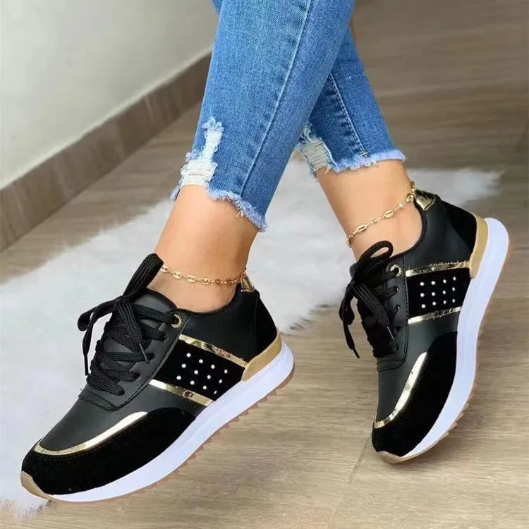 Women's Fashion Platform Running Shoes — Casual PU Microfiber Spring Sneakers (Sizes 36-43)