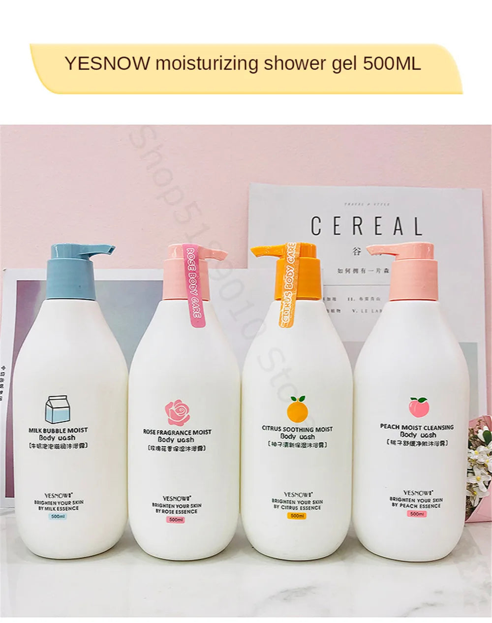 Fruit Fresh Moisturizing Bubble Body Wash 500ml – Peach & Milk Shower Gel for Soft, Bright Skin