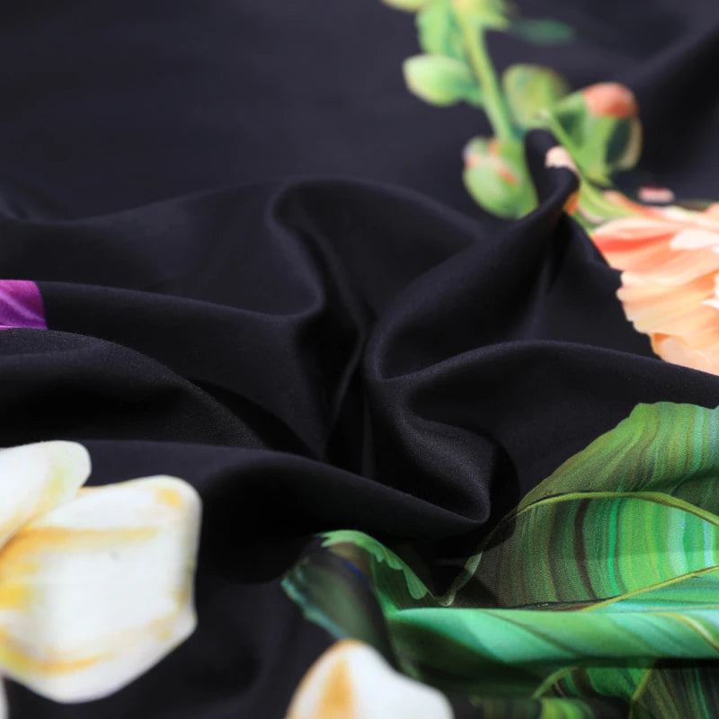 600TC Egyptian Cotton Bedding Set – Birds & Flowers Leaf Print, 16 Colors, Queen to US King