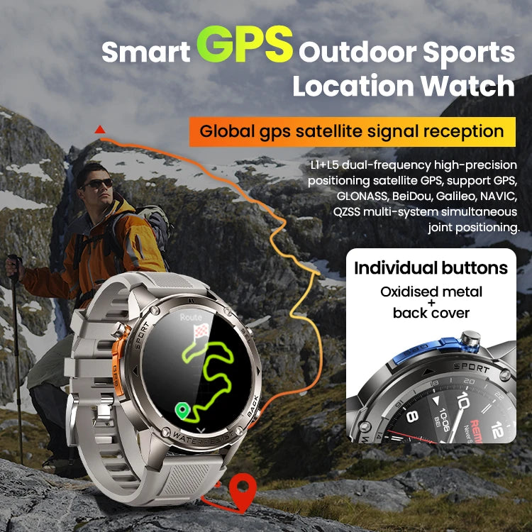 WATCH 18 Military-Grade Outdoor GPS Smart Watch | 1.43" Touchscreen 500mAh 100+ Workout Modes Dive Ready