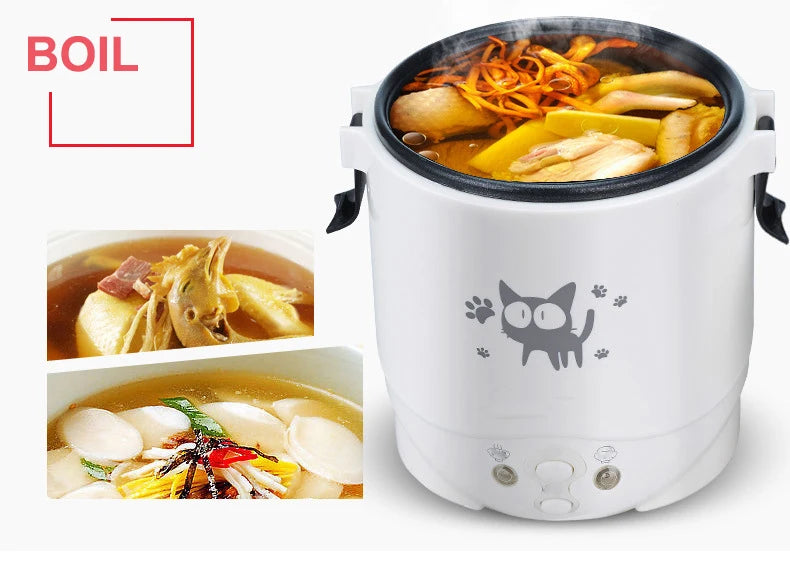 Portable Electric Mini Rice Cooker – 12V/24V/220V MultiCooker for Car, Truck & Home