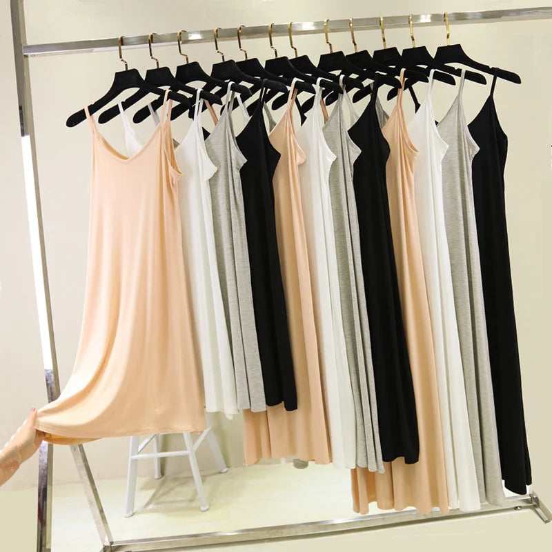 Modal Camisole Tank Dress — Casual Sexy O-Neck Beach Home Dress