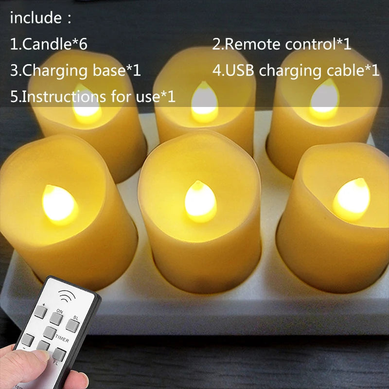 Rechargeable Flameless LED Candles with Remote and Timer