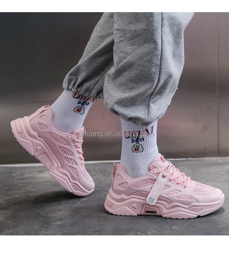 Women's Lace-Up Mesh Platform Sneakers — Breathable Comfortable Walking Shoes (Sizes 35-40)