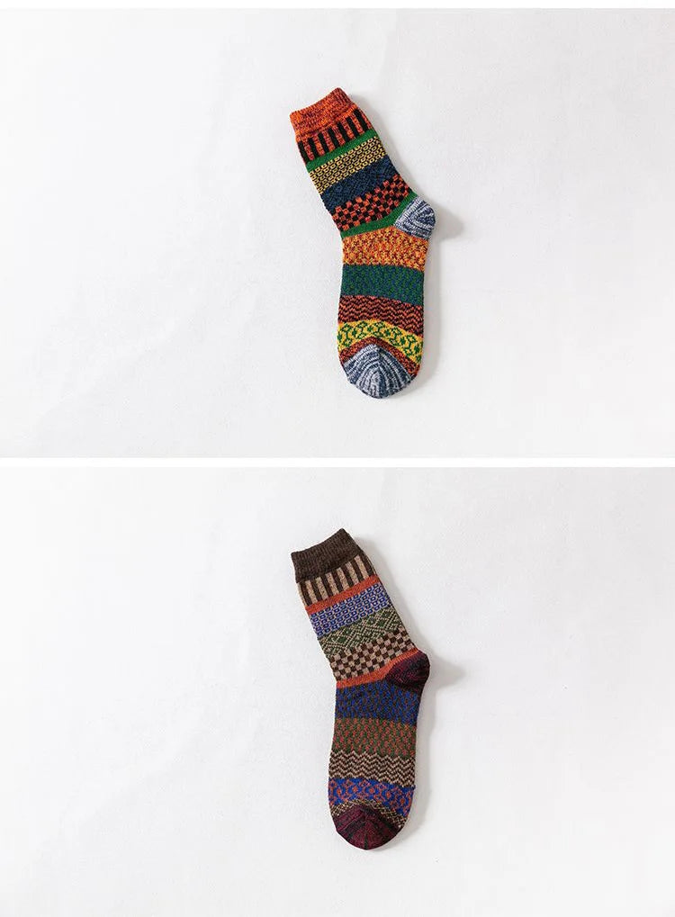 5 Pairs/lot  Winter Men's Wool Socks Thicken Sheep's Socks Warm Men Retro Style Colorful Fashion For Snow boots Man Socks