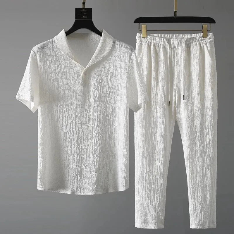 Men's Classic Shirt & Trousers Set – Business Casual 2-Piece Outfit (M–4XL)