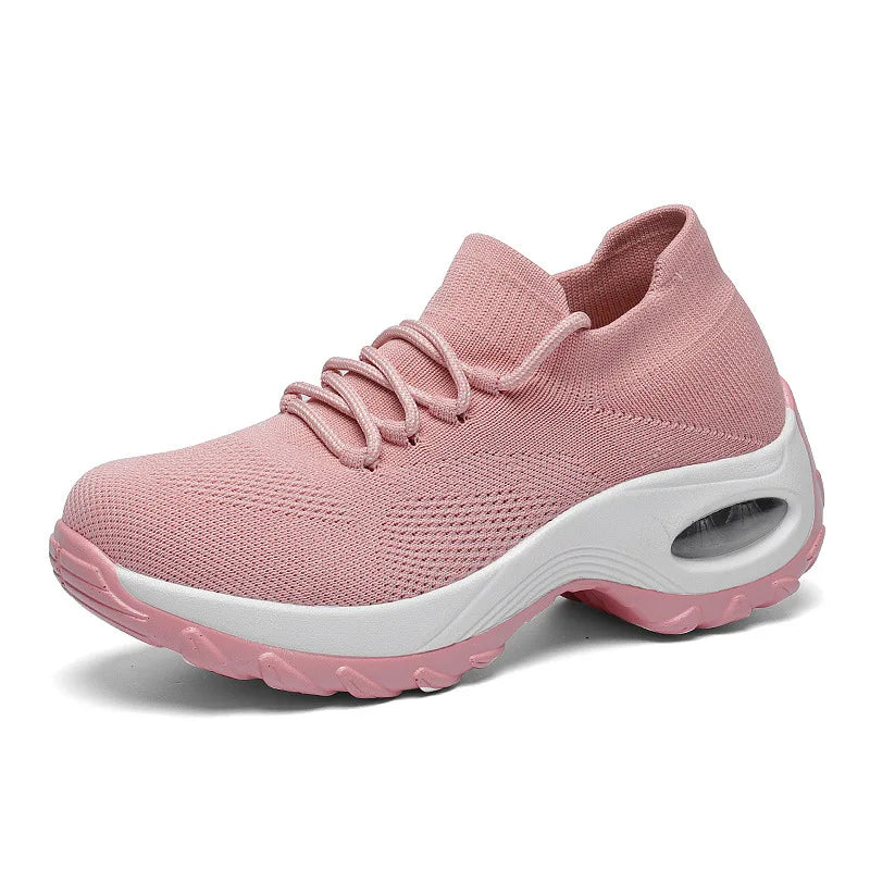 Women's Air Cushion Platform Sneakers — Mesh Lace-Up Tennis Shoes with Thick Sole (Sizes 35-42)