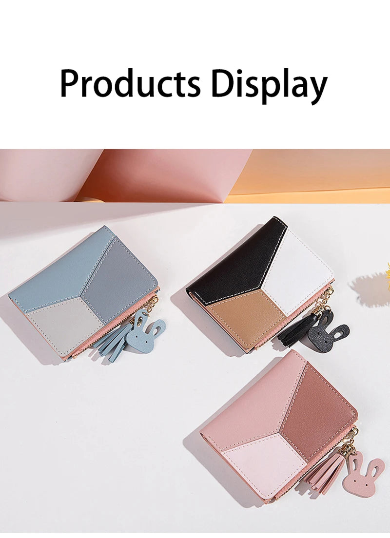 Women's PU Leather Wallet – Foldable Card Holder & Coin Purse for Ladies